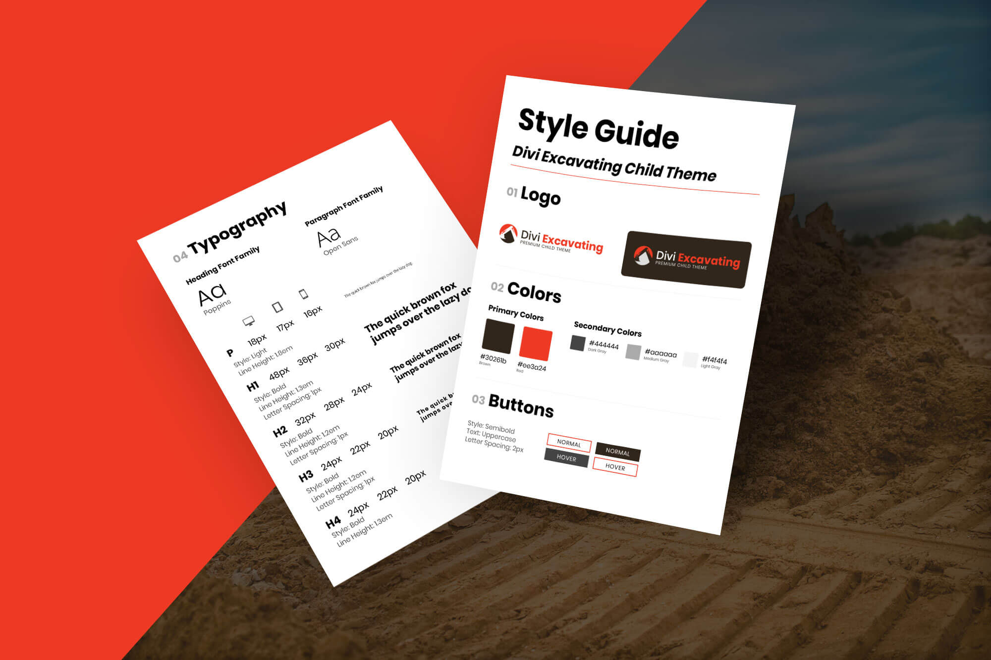 Divi Paving Child Theme Style Guide Mockup