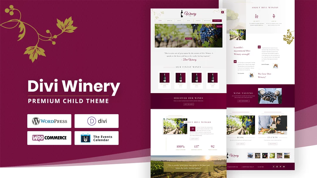 Divi Winery Wine Vineyard Farm Child Theme