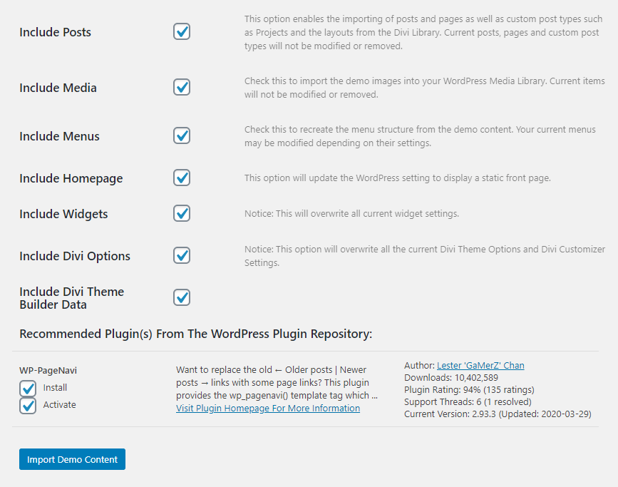 Pee-Aye Creative Child Theme and Layout Pack Demo Import Options Pee Aye Creative Child Theme and Layout Pack Demo Import Options