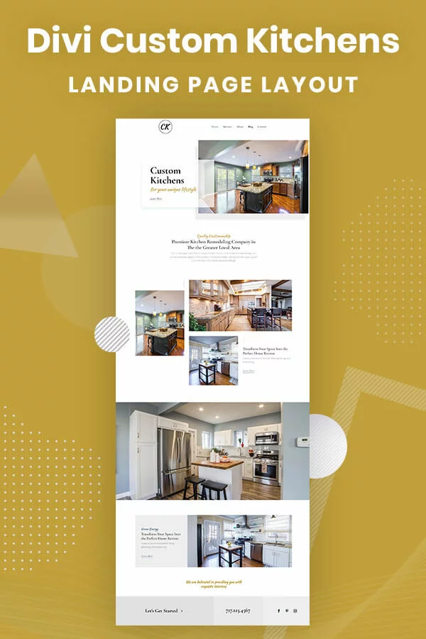 Divi Custom Kitchens FREE Landing Page Layout by Pee-Aye Creative