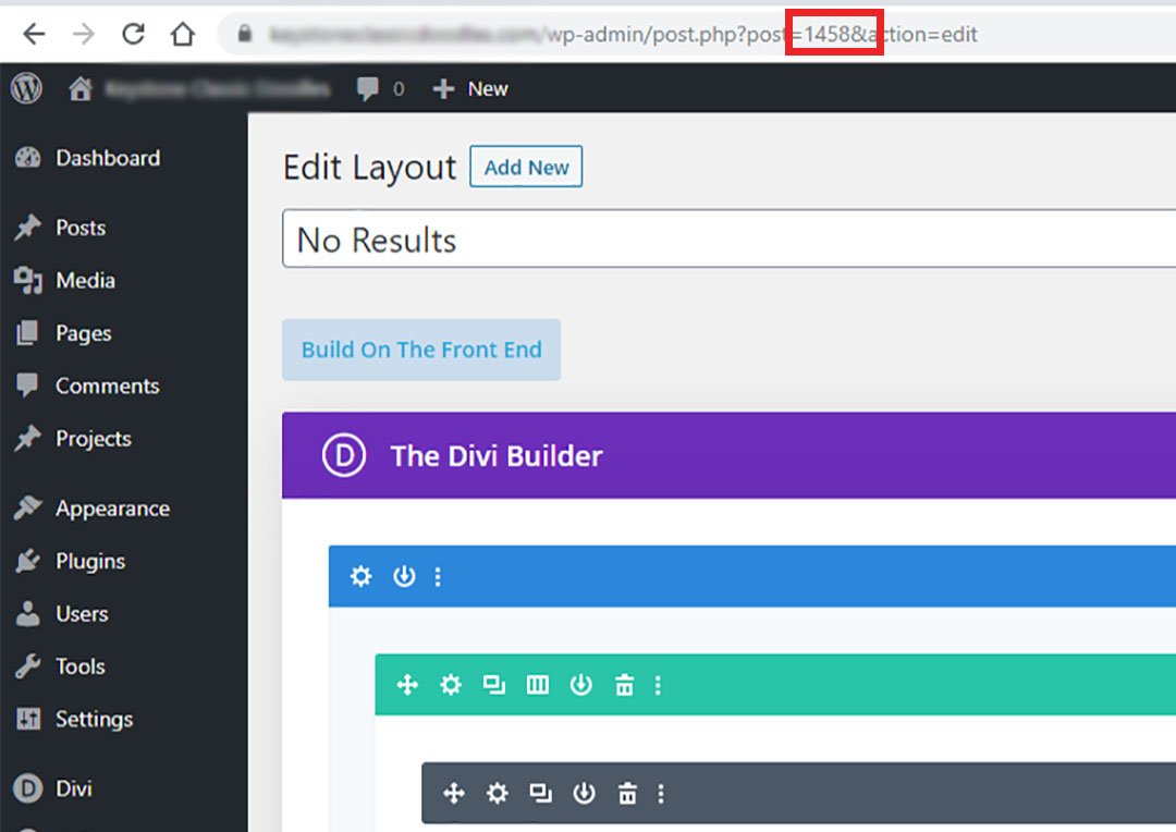 Edit no results message with Divi Layout
