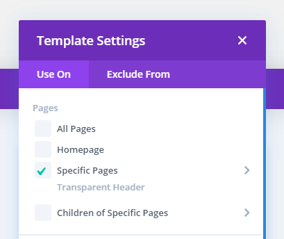 Assign the transparent header menu template across entire website the Divi Theme Builder