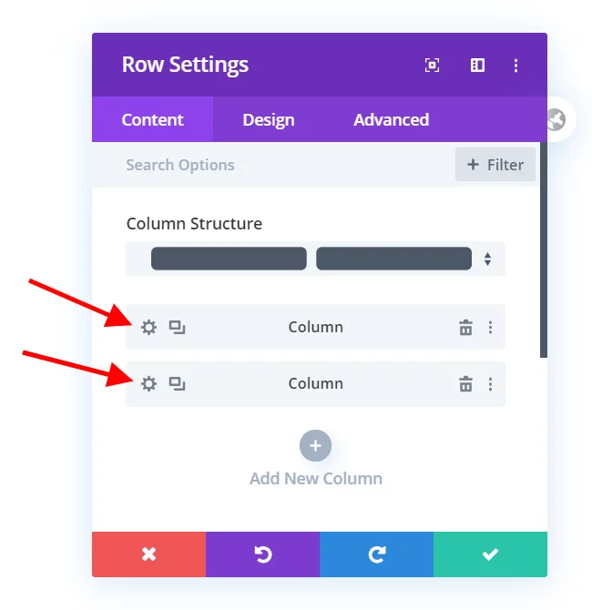 Edit the row settings to adjust the Divi mobile column stacking order