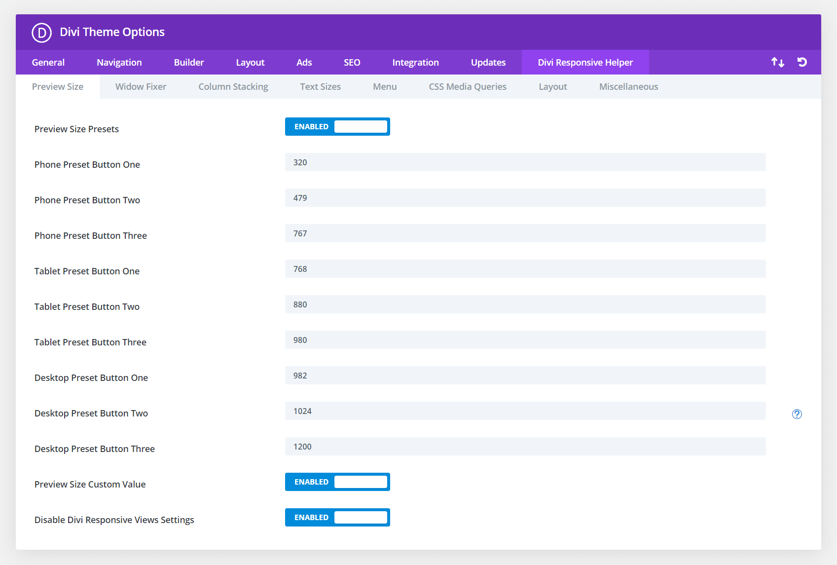 Divi Responsive Helper Preview Size Preset and Custom Value Settings Divi Responsive Helper Preview Size Preset and Custom Value Settings 1