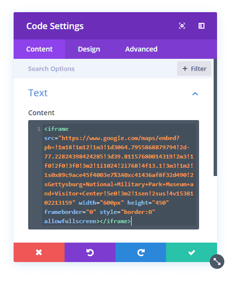 add code to the Code Module in Divi