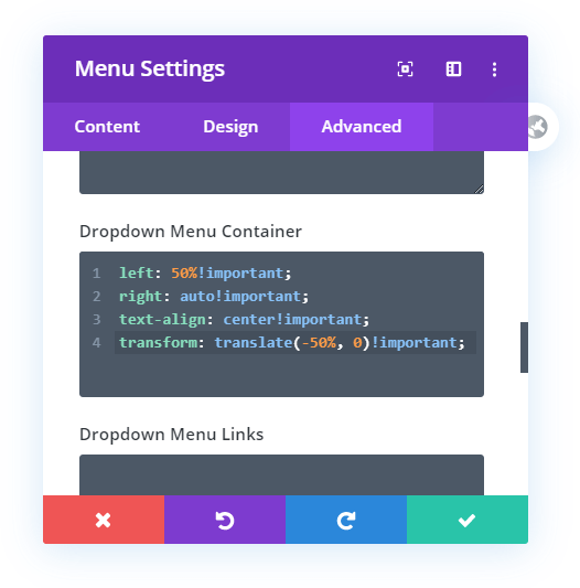 how to automatically center the Divi menu module submenu dropdown menu