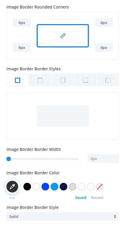 new featured image border options in the Divi events calendar module
