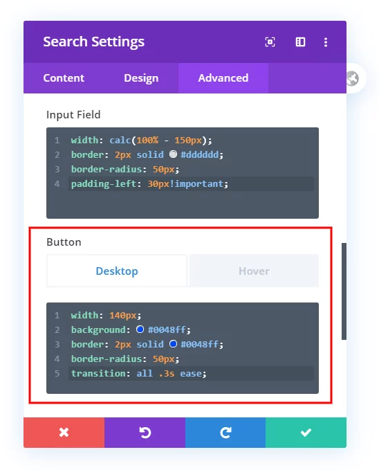 módulo de búsqueda de Divi