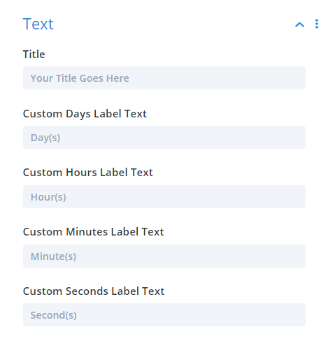 Divi Timer Pro module content text settings