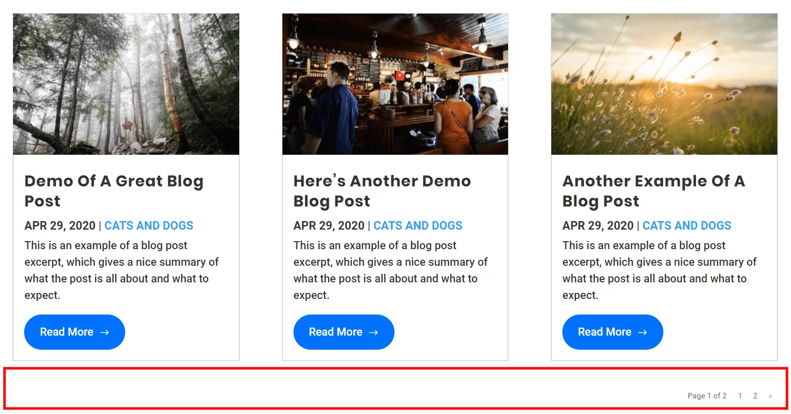 Divi blog pagination with the WP PageNavi plugin