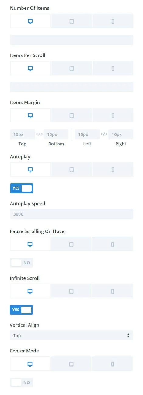 Divi Carousel Maker Responsive Settings