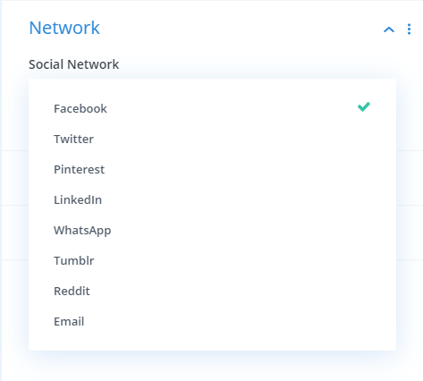 Divi Social Sharing Buttons module choose a network Setting