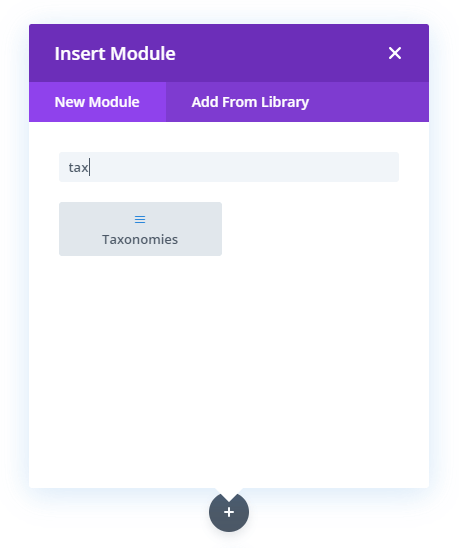 add the new Divi Taxonomy module to the Divi Builder layout