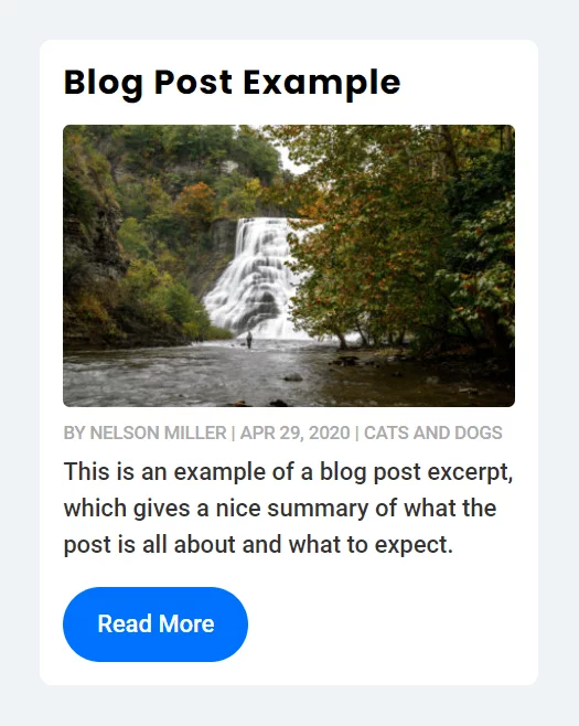 Divi blog post with title, image, meta, excerpt, button Divi blog post with title image meta excerpt button