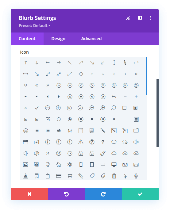 increase the height of the Divi Blurb icon picker area increase the height of the Divi Blurb icon picker area