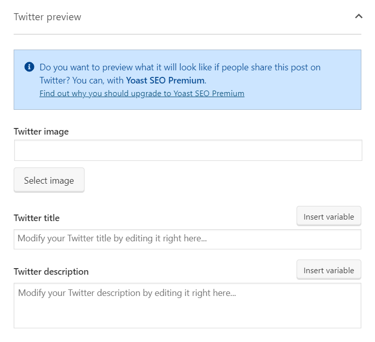 Yoast Twitter share image for Divi websites