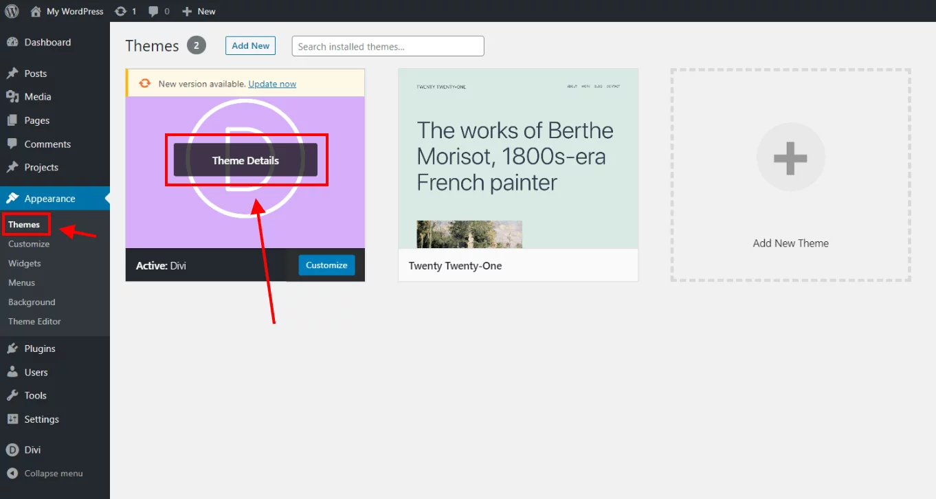 click to view the Divi changelog from the WordPress Themes area click to view the Divi changelog from the WordPress Themes area