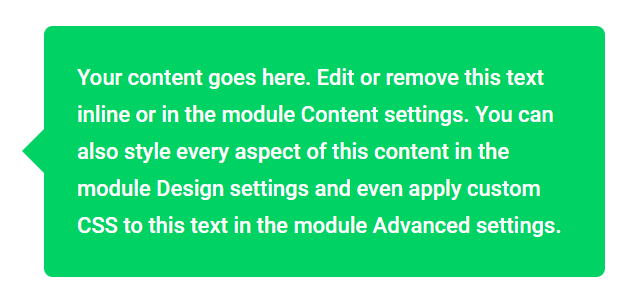Divi speech bubble point on left Divi speech bubble point on left