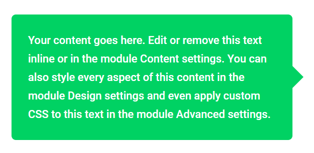 Divi speech bubble point on right Divi speech bubble point on right