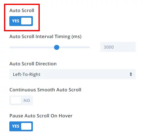 Enable auto scroll in the Divi Carousel Maker