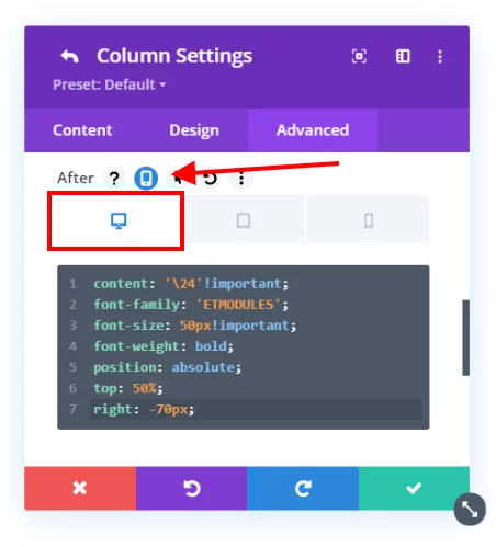 add an icon to the right of the Divi columns on Desktop add an icon to the right of the Divi columns on Desktop