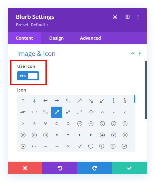use Font Awesome icon in Divi Blurb module
