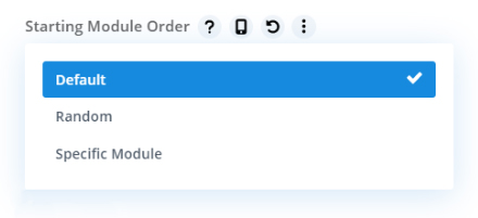 Choose a default or random module start order the Divi Carousel Maker