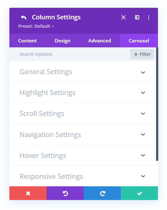 Divi Carousel Maker Design Setting Toggles