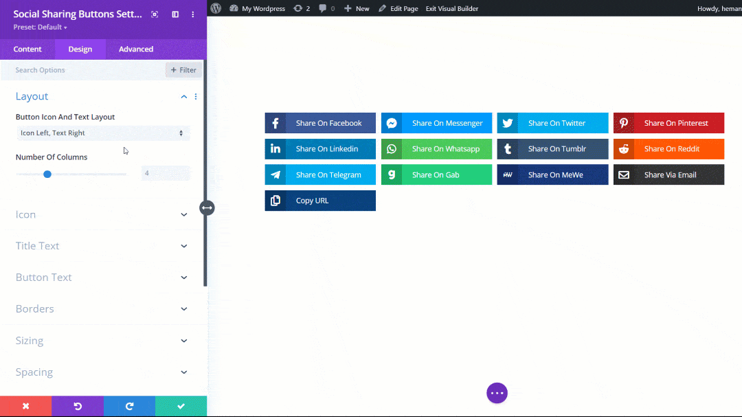 Divi Social Sharing Buttons Layout Settings Divi Social Sharing Buttons Layout Settings