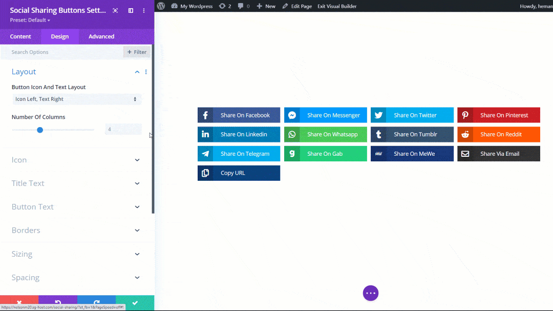 Divi Social Sharing Buttons Number of Columns Settings Divi Social Sharing Buttons Number of Columns Settings