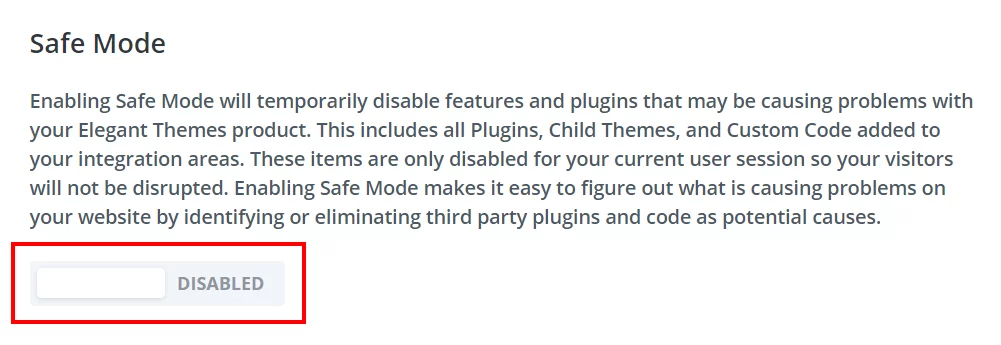 enable safe mode in Divi enable safe mode in Divi