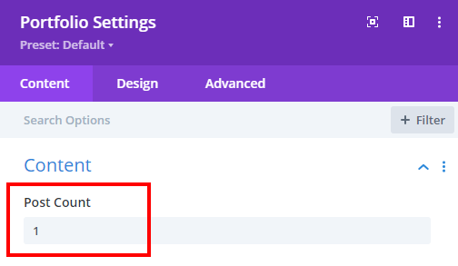 Divi Carousel Maker Portfolio module post count
