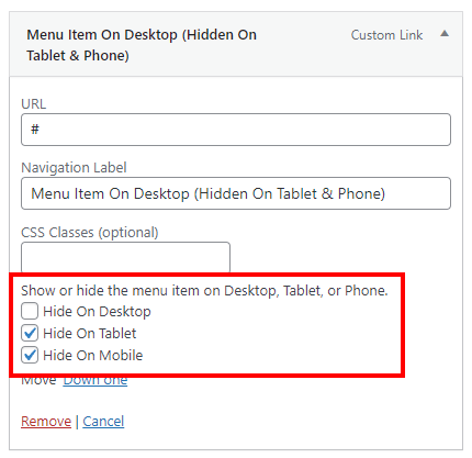 show or hide menu items per device with Divi Responsive Helper