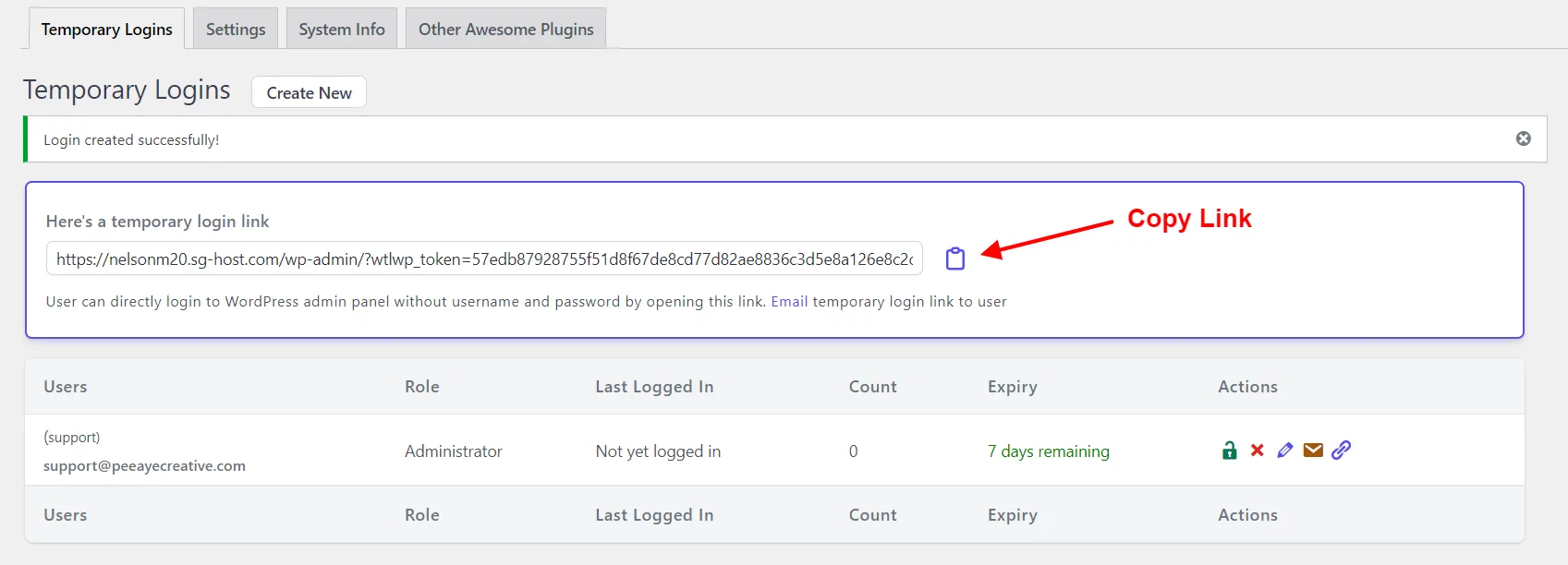 copy support user link copy support user link