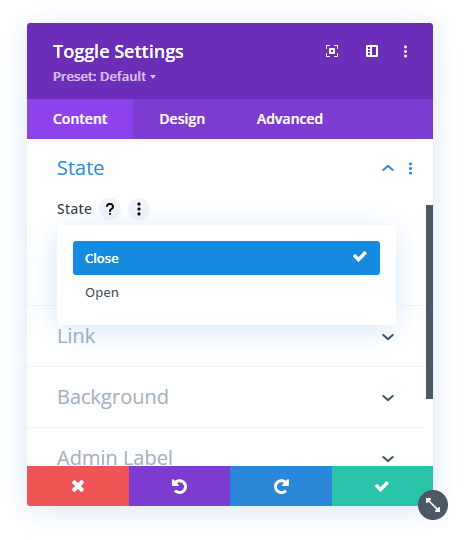 set the default state of the Divi Toggle module set the default state of the Divi Toggle module