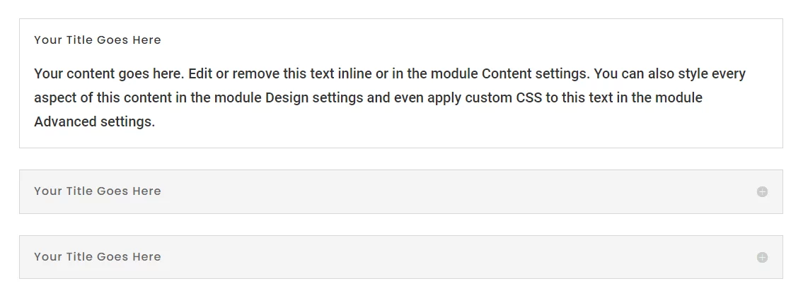 the Divi Accordion module shows the first item open by default on page load the Divi Accordion module shows the first item open by default on page load