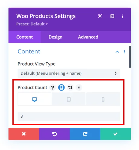 Set the Woo Products module product count for Desktop, Tablet, and Phone with the Divi Responsive Helper Set the Woo Products module product count for Desktop Tablet and Phone with the Divi Responsive Helper