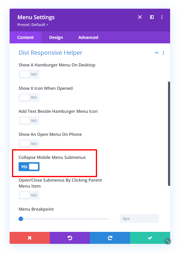 collapse mobile menu submenus setting Divi Responsive Helper 2.2 collapse mobile menu submenus setting Divi Responsive Helper 2.2