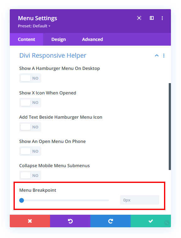 menu breakpoint setting Divi Responsive Helper 2.2 menu breakpoint setting Divi Responsive Helper 2.2