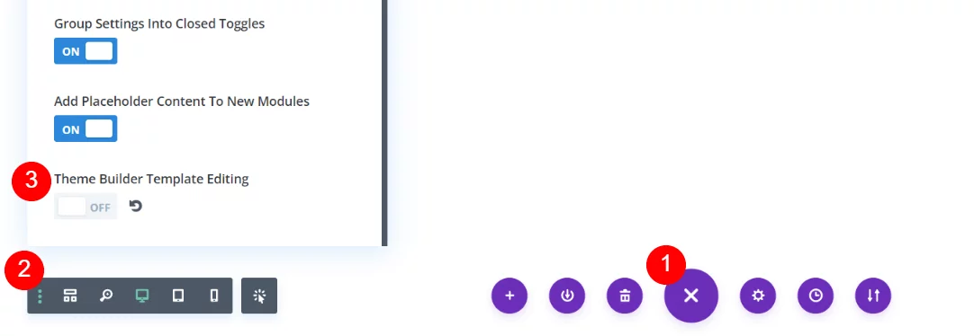 steps to disable Divi theme builder template editing