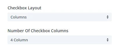checkbox layout column options in the Divi Contact Form Helper plugin