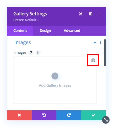 dynamic content icon in the Divi Gallery module with the Divi Dynamic Helper plugin