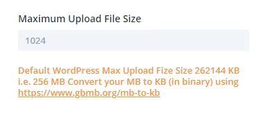 maximum upload file size setting in the Divi Contact Form Helper plugin