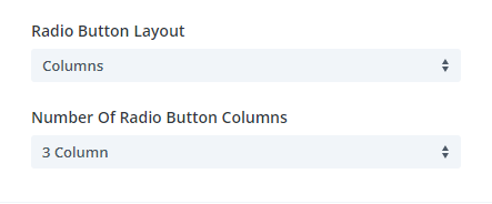 radio button layout column options in the Divi Contact Form Helper plugin