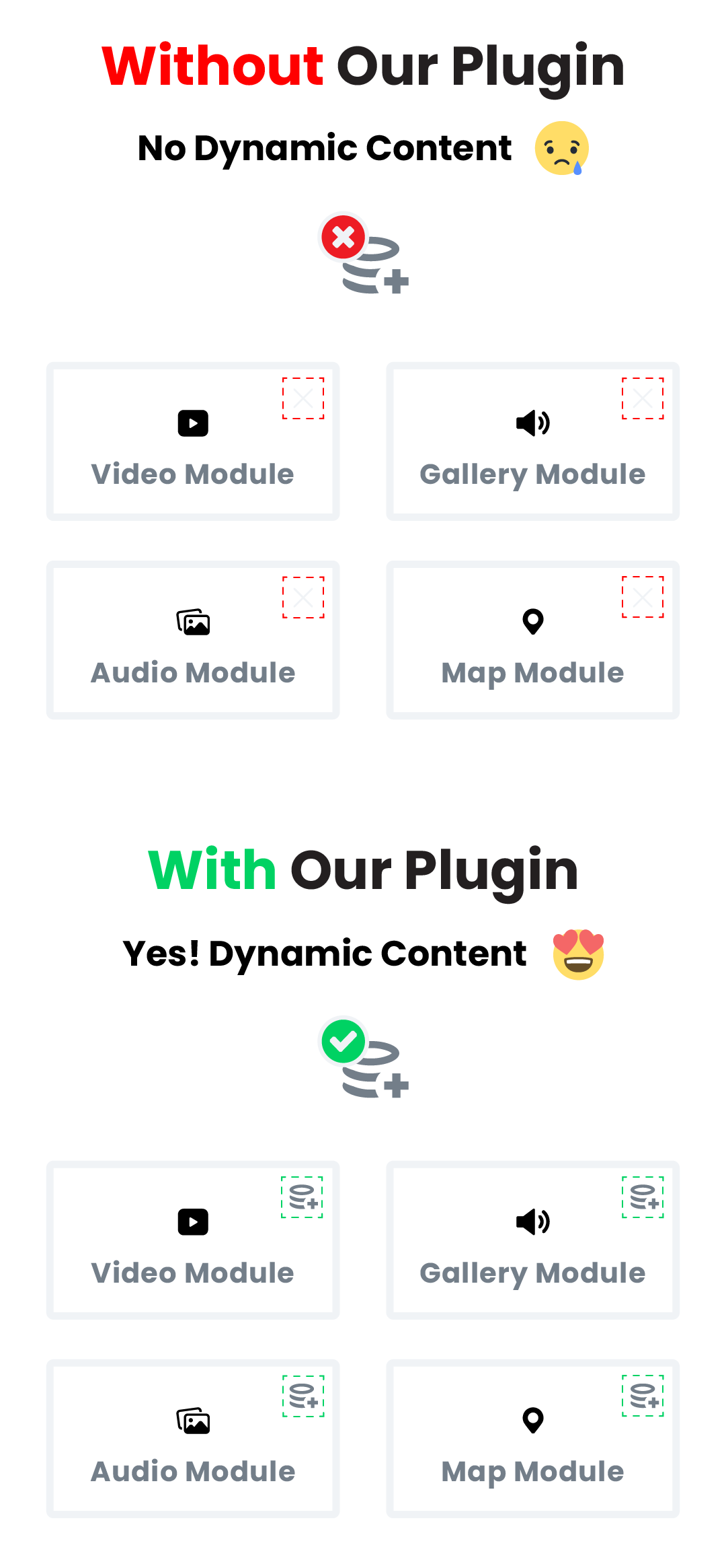Add Dynamic Content Options To Divi Gallery Video Audio Map Modules With Divi Dynamic Helper Plugin Infographic