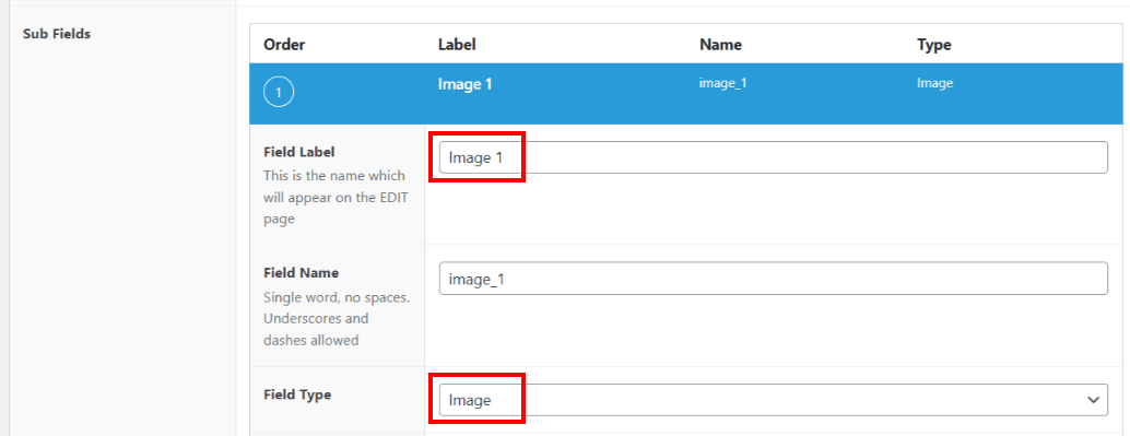 add image fiellds to ACF sub fields image group