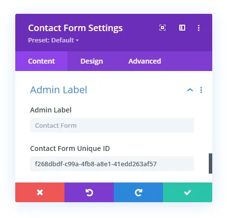 unique form ID setting in Divi Contact Form Helper