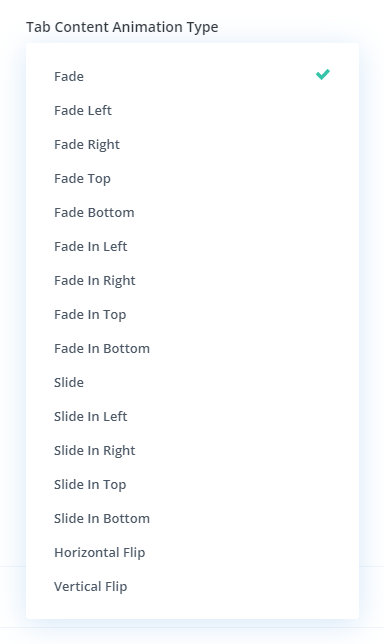 Tab Content Animation Type setting in the Divi Tabs Maker plugin