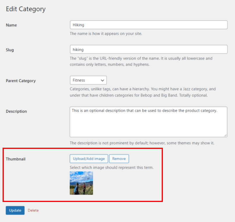 adding an image to a taxonomy term with the Divi Taxonomy Helper plugin