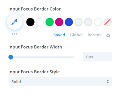 input field focus border settings in the Divi Contact Form Helper plugin